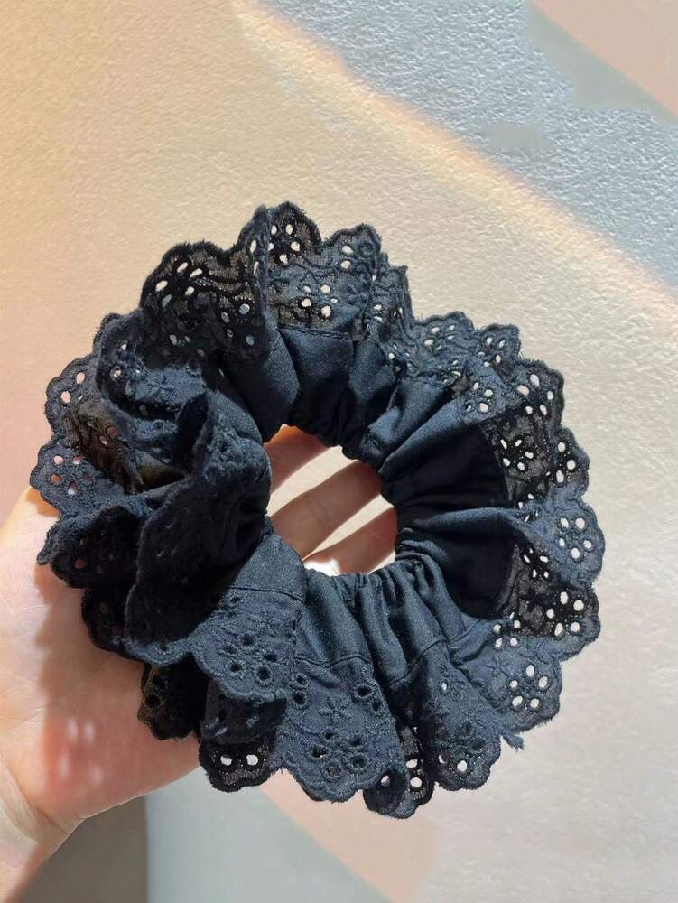 Oversized Lace Scrunchie, 18cm Bohemian Double Layer Floral Hair Tie