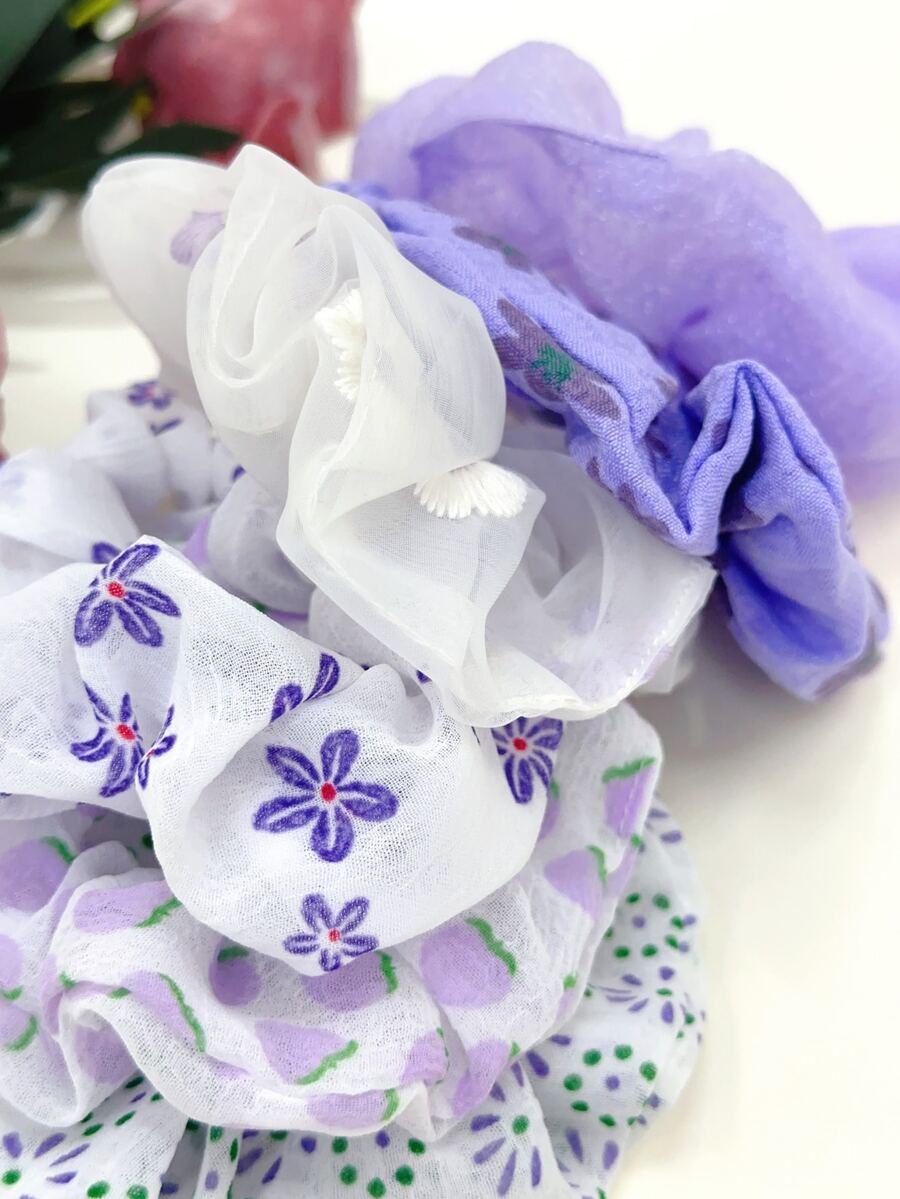 Spring Summer Scrunchies Set, 6pcs Refreshing Hair Ties Ponytail Holders For Daily Wear