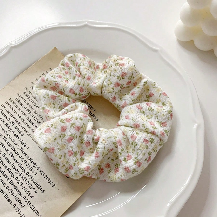 Floral Scrunchies Set, 2pcs Elegant Hair Ties For Women Spring Summer Travel Party