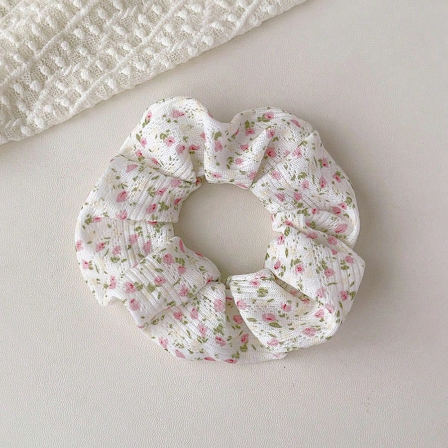 Floral Scrunchies Set, 2pcs Elegant Hair Ties For Women Spring Summer Travel Party