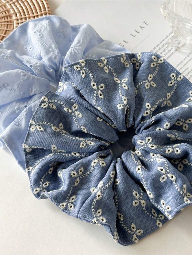 Oversized Hollow Pleated Scrunchie, Fashion Coil Hair Tie For Women