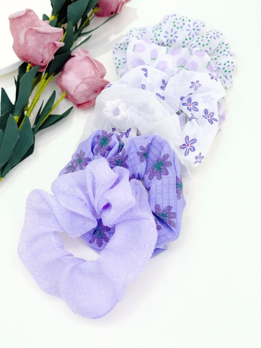 Spring Summer Scrunchies Set, 6pcs Refreshing Hair Ties Ponytail Holders For Daily Wear